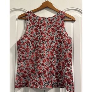 Zara Basics Women's Red Floral Tank‎ Top Size Small